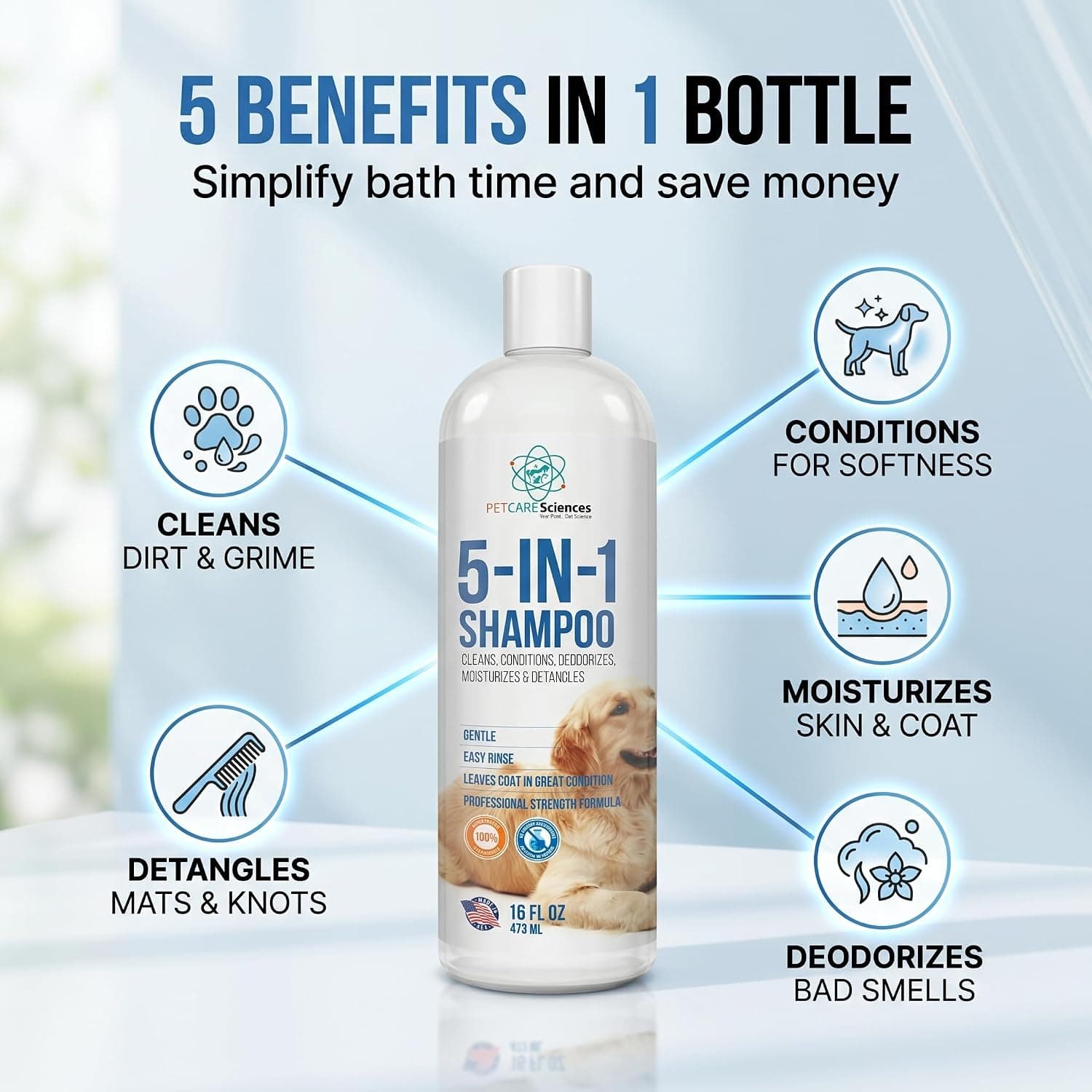 16 floz 5 in 1 Dog Shampoo for Itchy Skin - Sensitive Skin Dog Shampoo for Smelly Dogs - Dog Shampoos & Conditioners - photo 2